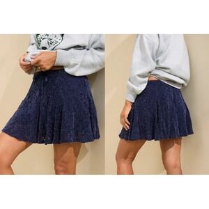 Aerie Navy Lace Godet Skirt With Bow Detail‎ Size L